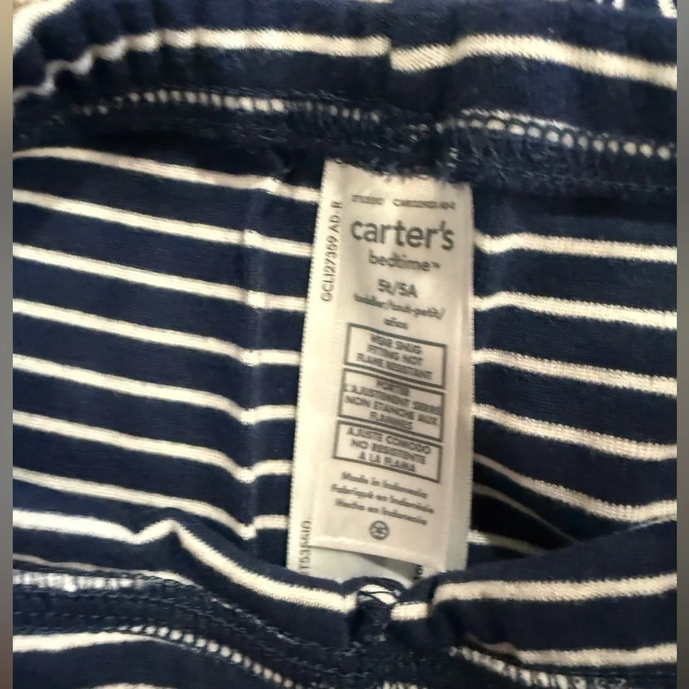 Carters 5T blue and white stripped 2-Piece Pajamas- Long Sleeve and Pants- NWOT